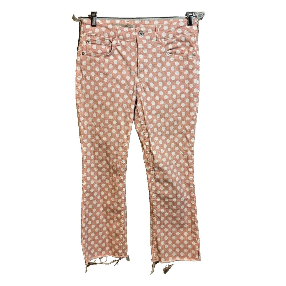 Pilcro and the letterpress high rise bootcut raw hem‎ size 28 polka dots